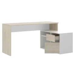 Garnero Arredamenti Scrivanie Per Ragazzi|Scrivanie Ufficio-Scrivania ufficio salvaspazio 230x51cm rovere bianco lucido Teddy Rovere - Bianco Lucido