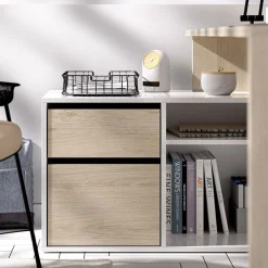 Garnero Arredamenti Scrivanie Per Ragazzi|Scrivanie Ufficio-Scrivania ufficio salvaspazio 230x51cm rovere bianco lucido Teddy Rovere - Bianco Lucido