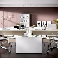 Garnero Arredamenti Scrivanie Per Ragazzi|Scrivanie Ufficio-Scrivania ufficio salvaspazio 230x51cm rovere bianco lucido Teddy Rovere - Bianco Lucido