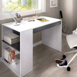 Garnero Arredamenti Scrivanie Per Ragazzi|Scrivanie Ufficio-Scrivania ufficio salvaspazio 115x50cm bianco opaco grafite Tiger Bianco Opaco - Grafite