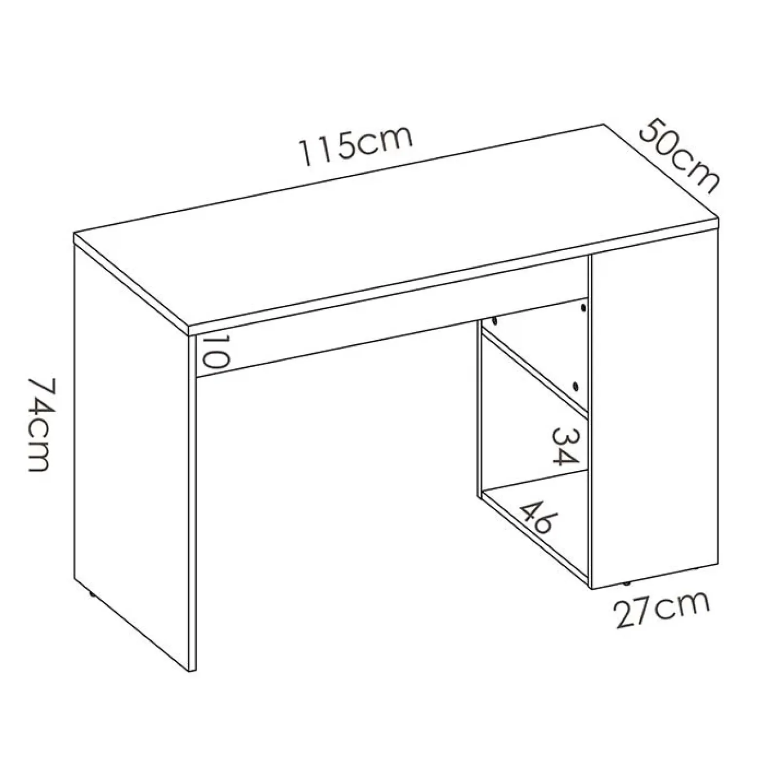 Garnero Arredamenti Scrivanie Per Ragazzi|Scrivanie Ufficio-Scrivania ufficio salvaspazio 115x50cm bianco opaco grafite Tiger Bianco Opaco - Grafite