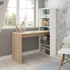 Garnero Arredamenti Scrivanie Per Ragazzi|Scrivanie Ufficio-Scrivania ufficio salvaspazio moderna 120x144cm rovere bianco Jolie Bianco Opaco - Rovere
