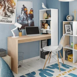 Garnero Arredamenti Scrivanie Per Ragazzi|Scrivanie Ufficio-Scrivania ufficio salvaspazio moderna 120x144cm rovere bianco Jolie Bianco Opaco - Rovere