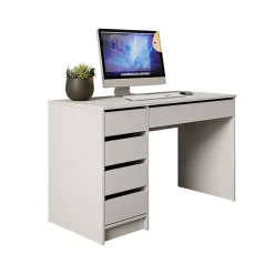 Garnero Arredamenti Scrivanie Per Ragazzi|Scrivanie Ufficio-Scrivania ufficio 120x75cm 5 cassetti Blackpool Bianco Opaco