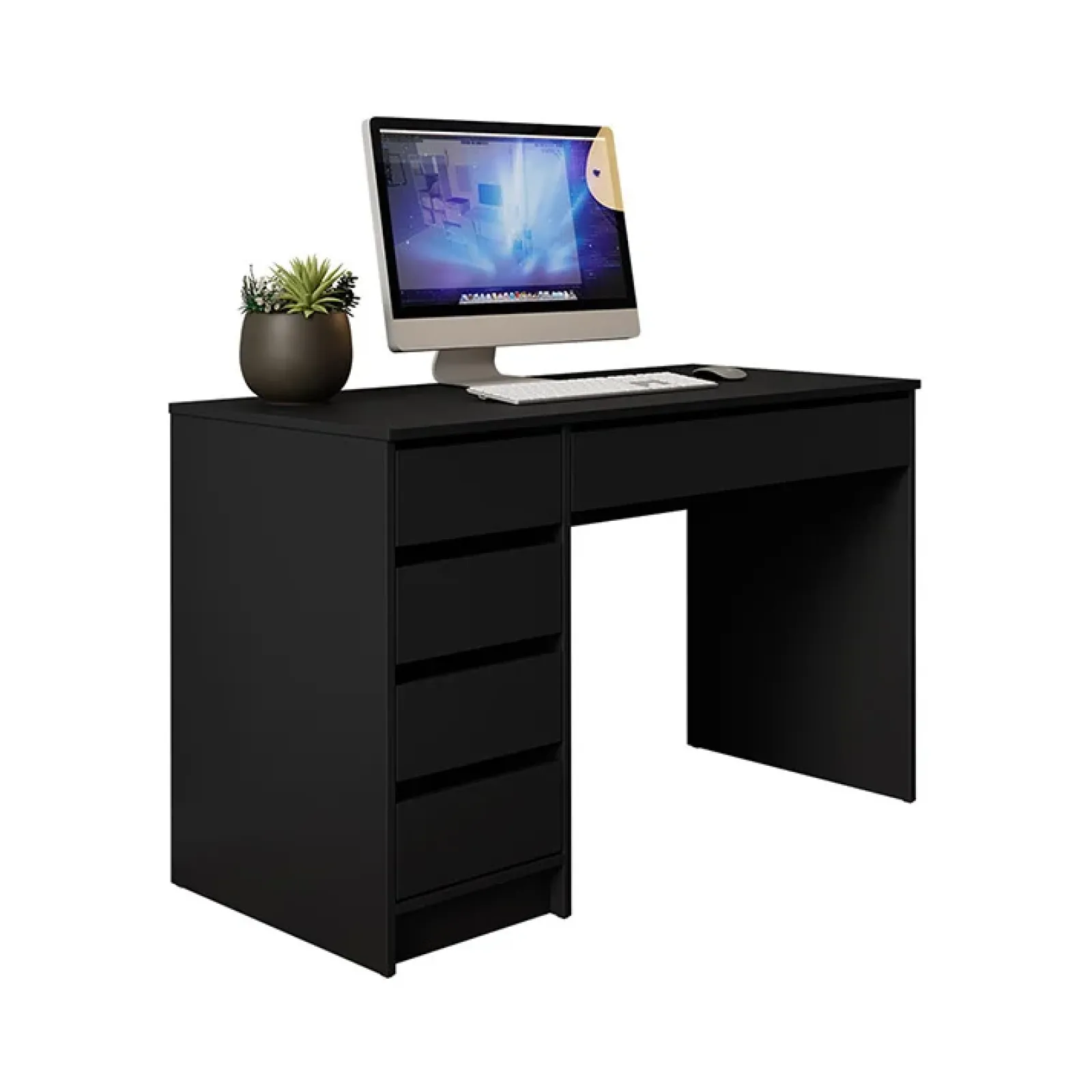 Garnero Arredamenti Scrivanie Per Ragazzi|Scrivanie Ufficio-Scrivania ufficio 120x75cm 5 cassetti nero Blackpool Nero Opaco