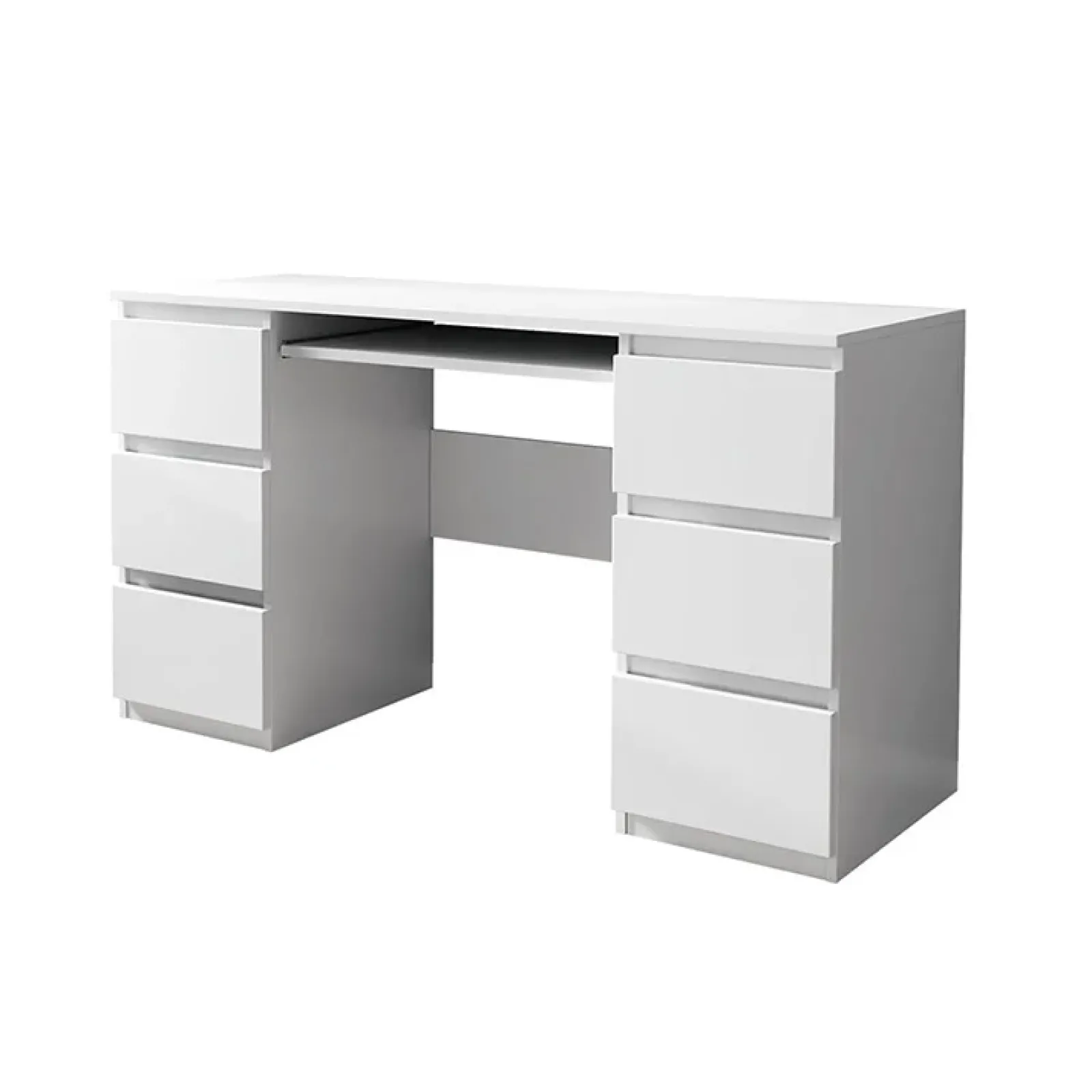 Garnero Arredamenti Scrivanie Per Ragazzi|Scrivanie Ufficio-Scrivania ufficio 130x76cm 6 cassetti bianco Salford