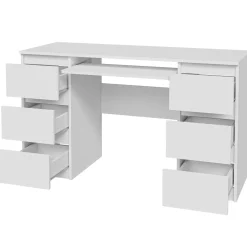 Garnero Arredamenti Scrivanie Per Ragazzi|Scrivanie Ufficio-Scrivania ufficio 130x76cm 6 cassetti bianco Salford