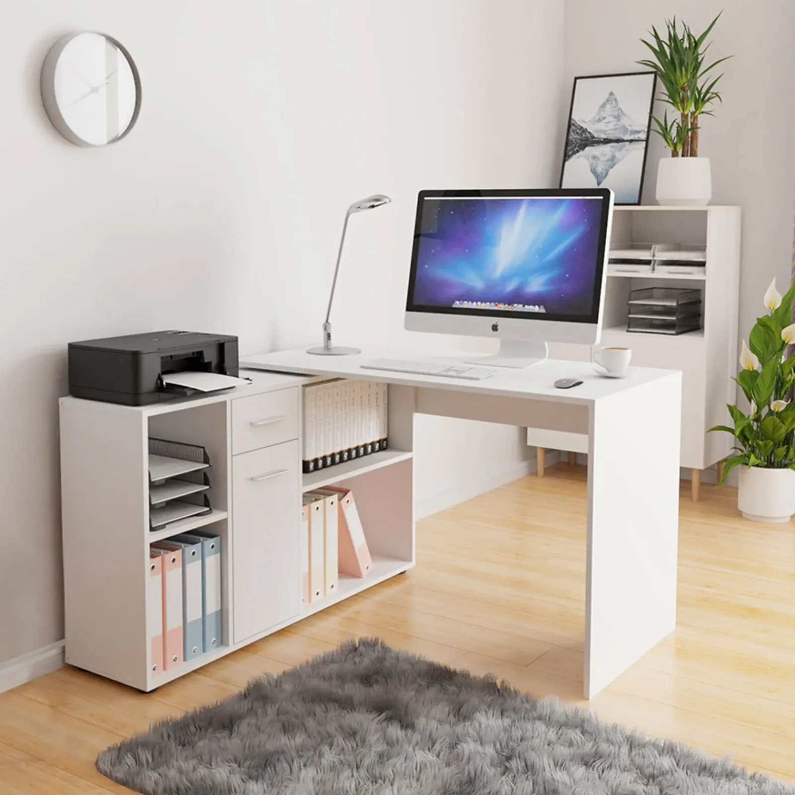 Garnero Arredamenti Scrivanie Per Ragazzi|Scrivanie Ufficio-Scrivania ufficio 120x122cm angolare multiposizione bianco Riunion