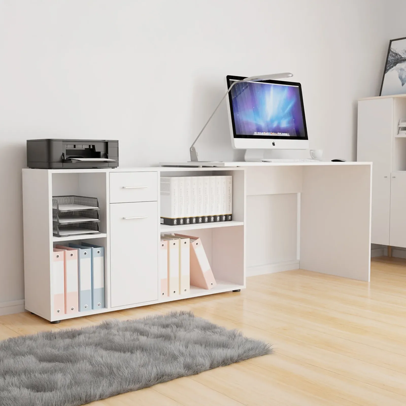 Garnero Arredamenti Scrivanie Per Ragazzi|Scrivanie Ufficio-Scrivania ufficio 120x122cm angolare multiposizione bianco Riunion