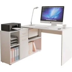 Garnero Arredamenti Scrivanie Per Ragazzi|Scrivanie Ufficio-Scrivania ufficio 120x122cm angolare multiposizione bianco Riunion