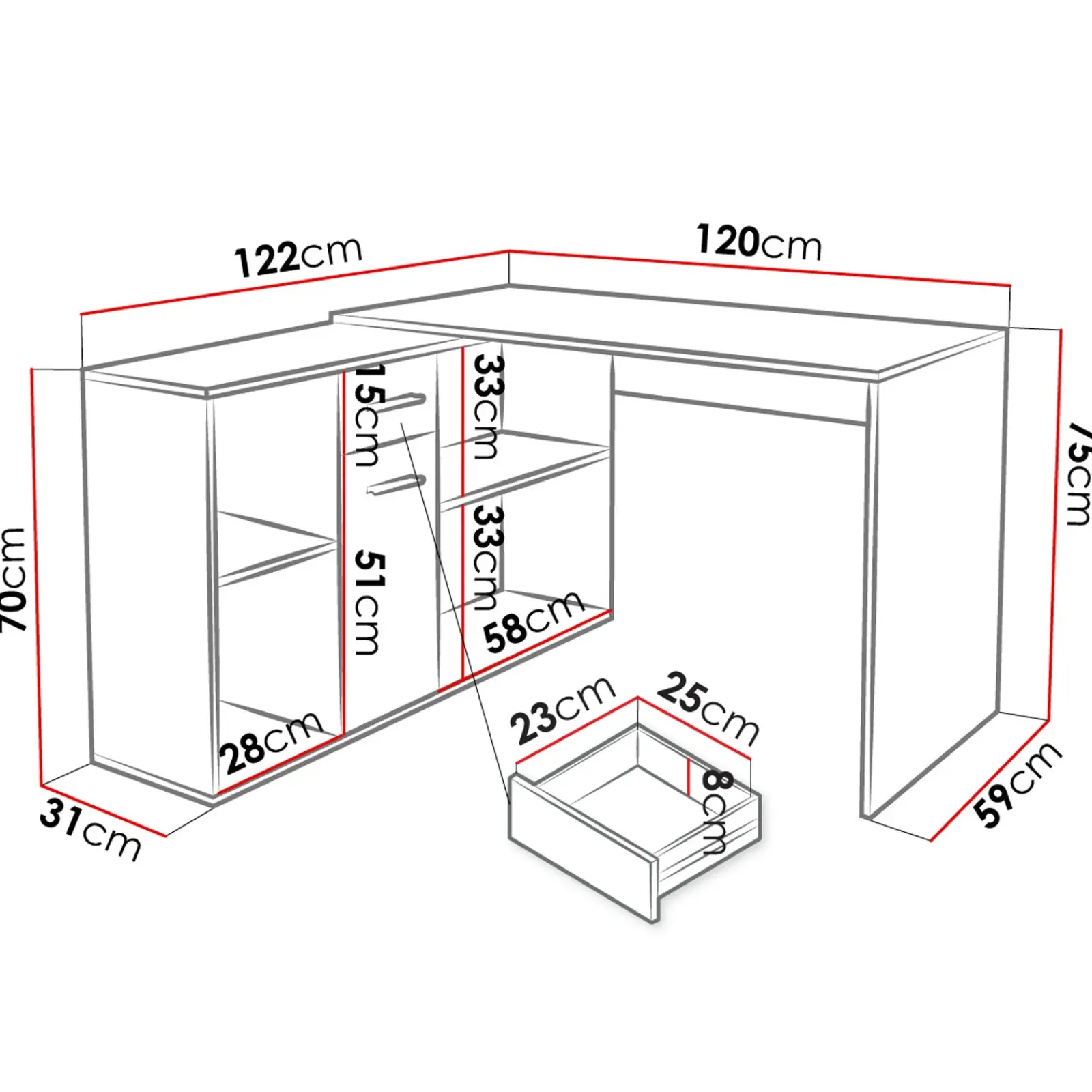 Garnero Arredamenti Scrivanie Per Ragazzi|Scrivanie Ufficio-Scrivania ufficio 120x122cm angolare multiposizione bianco Riunion