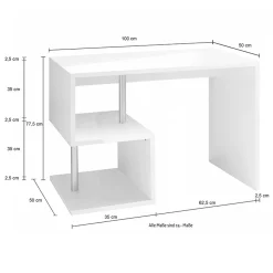 Garnero Arredamenti Scrivanie Per Ragazzi|Scrivanie Ufficio-Scrivania ufficio 100x78cm ErgoDesk Bianco Lucido