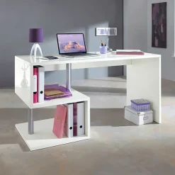 Garnero Arredamenti Scrivanie Ufficio|Scrivanie Ufficio-Scrivania ufficio 140x75cm ErgoDesk Bianco Lucido