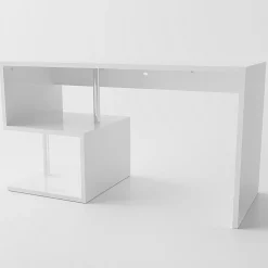 Garnero Arredamenti Scrivanie Ufficio|Scrivanie Ufficio-Scrivania ufficio 140x75cm ErgoDesk Bianco Lucido