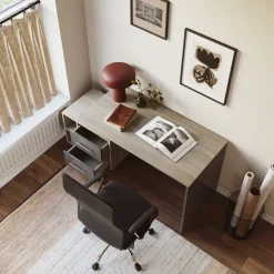 Garnero Arredamenti Scrivanie Ufficio|Scrivanie Ufficio-Scrivania ufficio 148x60cm con cassettiera rovere antracite lucido Time Y