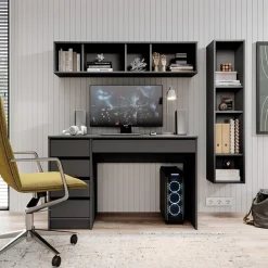 Garnero Arredamenti Scrivanie Per Ragazzi|Scrivanie Ufficio-Scrivania ufficio 120x75cm con cassetti grigia Lorella