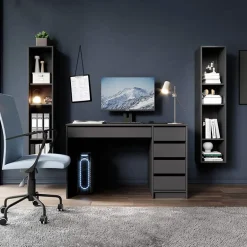 Garnero Arredamenti Scrivanie Per Ragazzi|Scrivanie Ufficio-Scrivania ufficio 120x75cm con cassetti grigia Lorella