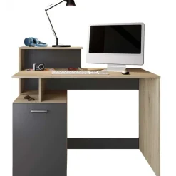 Garnero Arredamenti Scrivanie Per Ragazzi|Scrivanie Ufficio-Scrivania ufficio 110x95cm con mobile contenitore grigio rovere chiaro Aldeia