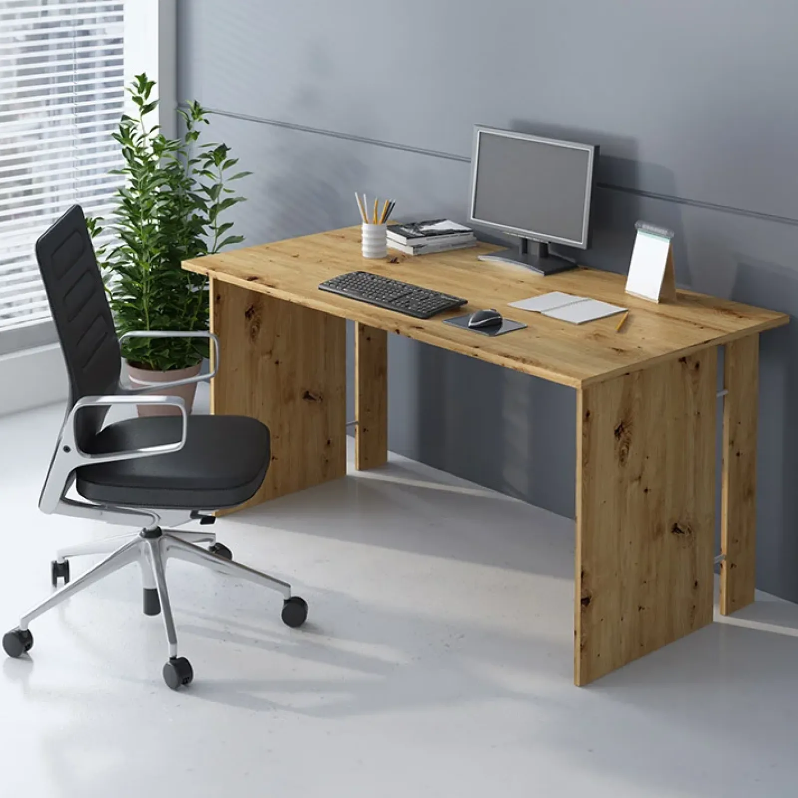 Garnero Arredamenti Scrivanie Ufficio|Scrivanie Ufficio-Scrivania ufficio 150x75cm moderna rovere Woody Rovere Rustico