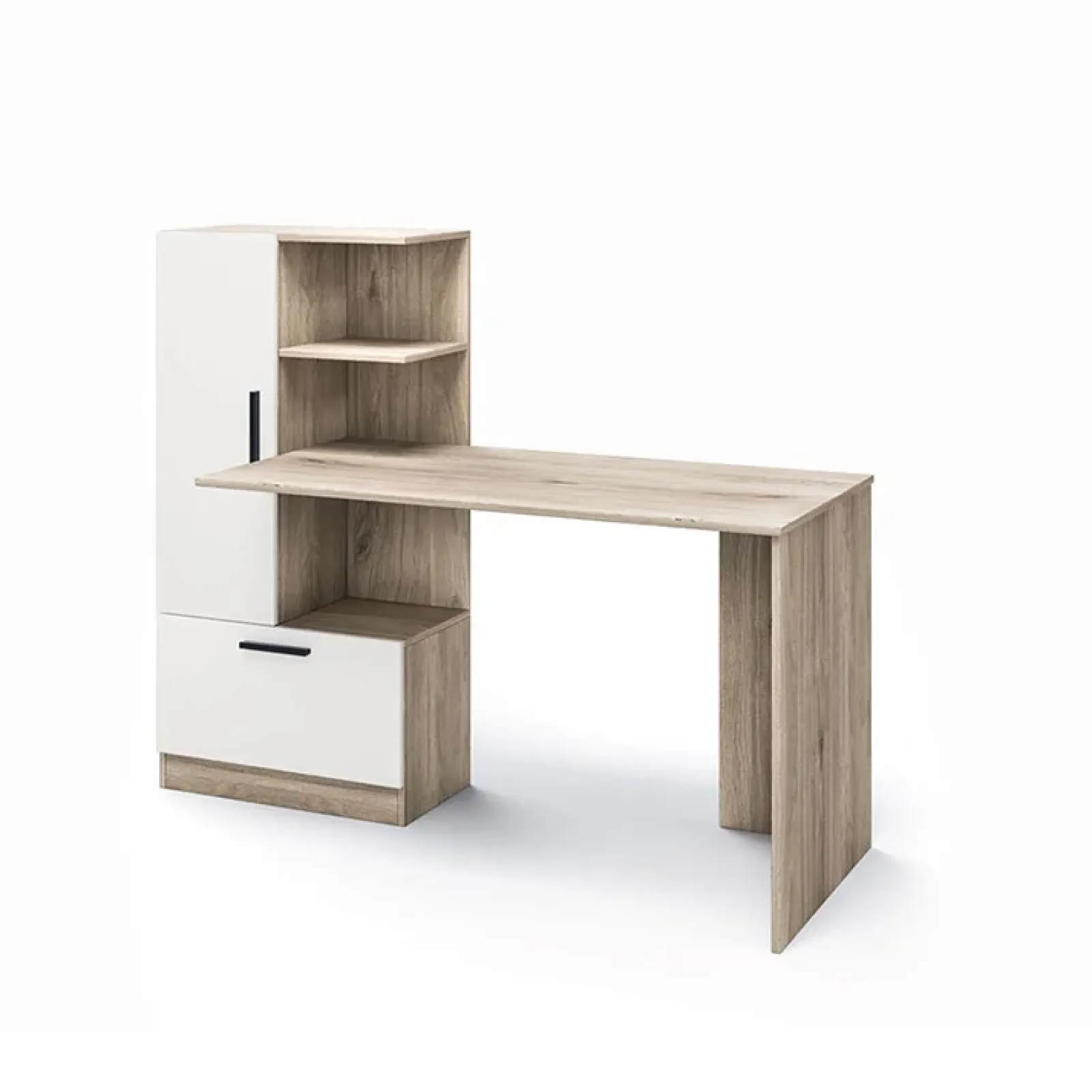 Garnero Arredamenti Scrivanie Per Ragazzi|Scrivanie Ufficio-Scrivania ufficio 150x120cm rovere naturale bianco opaco Paulo