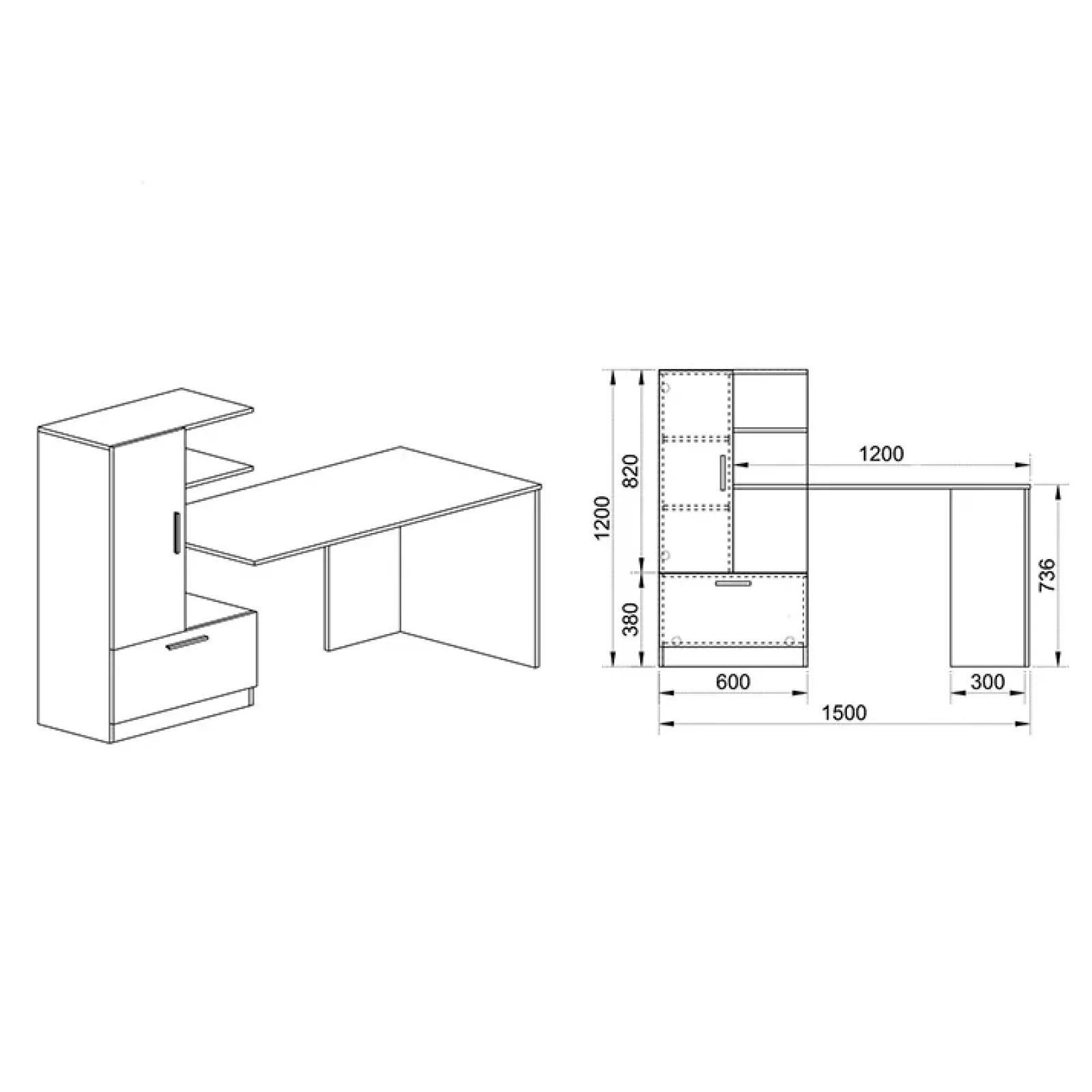Garnero Arredamenti Scrivanie Per Ragazzi|Scrivanie Ufficio-Scrivania ufficio 150x120cm rovere naturale bianco opaco Paulo