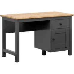 Garnero Arredamenti Scrivanie Per Ragazzi|Scrivanie Ufficio-Scrivania 120x75cm 2 cassetti nero grafite rovere chiaro Holga