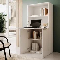 Garnero Arredamenti Scrivanie Per Ragazzi|Scrivanie Ufficio-Scrivania 70x35cm a scomparsa salvaspazio bianco lucido Pinko