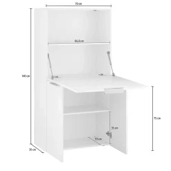 Garnero Arredamenti Scrivanie Per Ragazzi|Scrivanie Ufficio-Scrivania 70x35cm a scomparsa salvaspazio bianco lucido Pinko