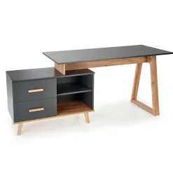 Garnero Arredamenti Scrivanie Per Ragazzi|Scrivanie Ufficio-Scrivania 134x90cm angolare reversibile antracite quercia Iperico
