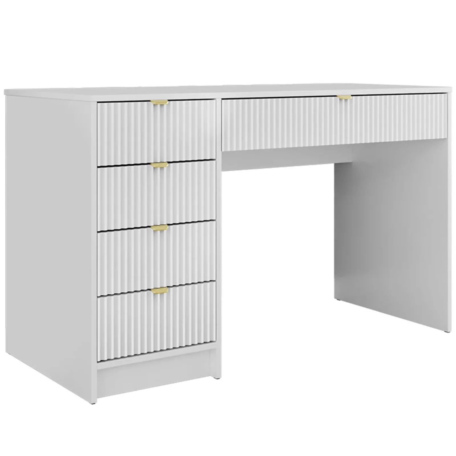 Garnero Arredamenti Toeletta Trucco|Scrivanie Ufficio-Scrivania 120x55cm con 5 cassetti cannettata Athena Bianco