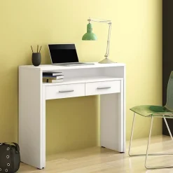 Garnero Arredamenti Consolle Fissa|Consolle Fissa-Scrivania 99x87cm consolle estraibile Maybelle Bianco Opaco