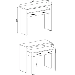 Garnero Arredamenti Consolle Fissa|Consolle Fissa-Scrivania 99x87cm consolle estraibile Maybelle Bianco Opaco