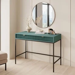 Garnero Arredamenti Consolle Fissa|Consolle Fissa-Scrivania 104x77cm consolle ingresso 2 cassetti moderna Alisa Verde