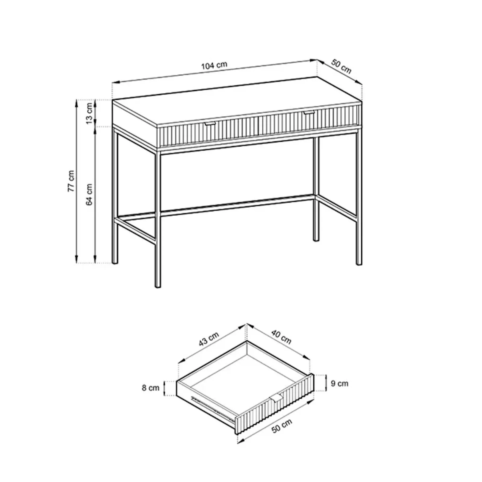 Garnero Arredamenti Consolle Fissa|Consolle Fissa-Scrivania 104x77cm consolle ingresso 2 cassetti moderna Alisa Verde