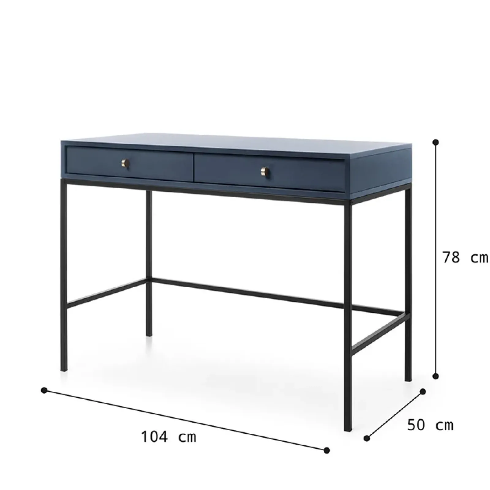 Garnero Arredamenti Consolle Fissa|Consolle Fissa-Scrivania 104x77cm consolle ingresso 2 cassetti blu notte Glory