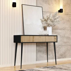 Garnero Arredamenti Consolle Fissa|Consolle Fissa-Scrivania 100x90cm consolle ingresso rovere nero Hans