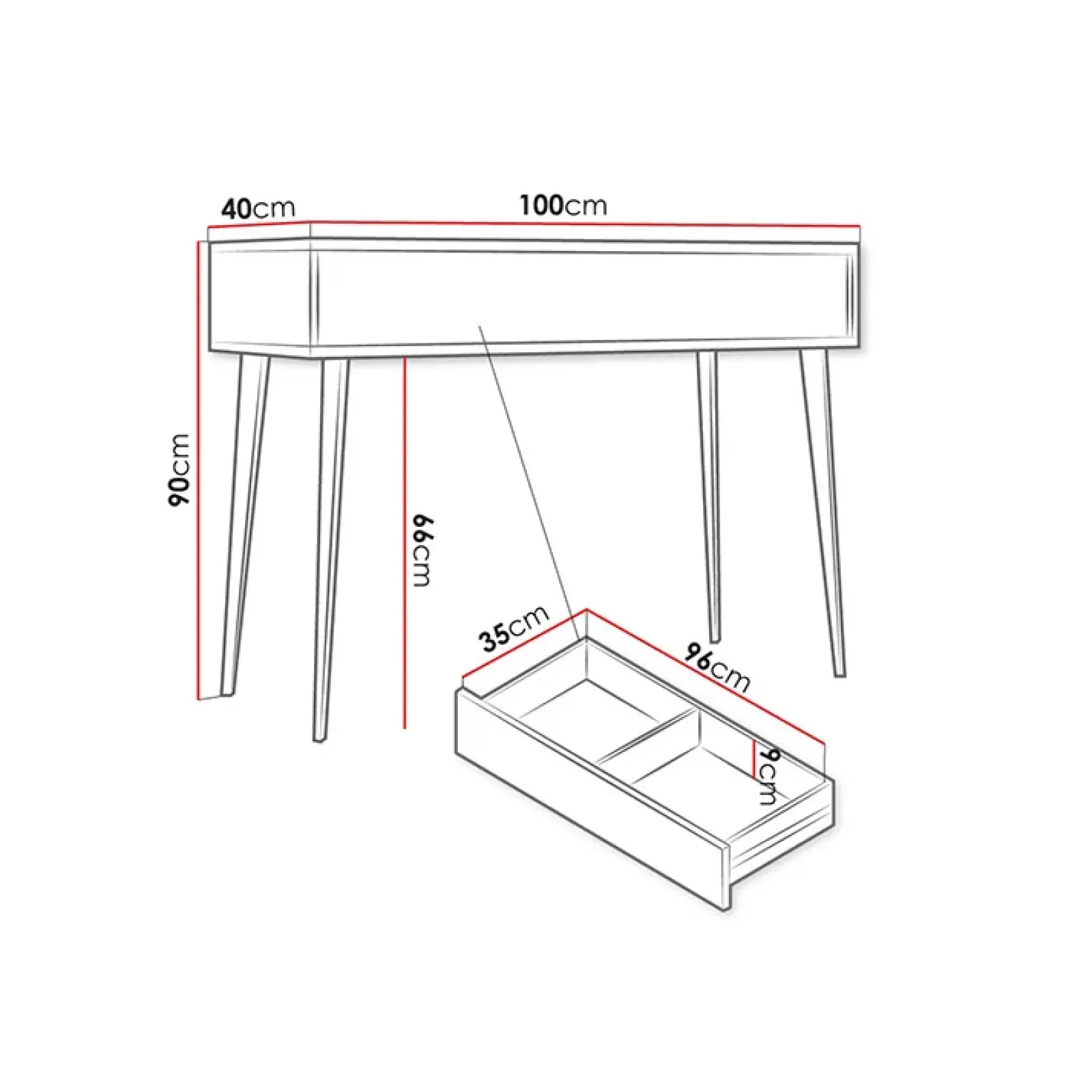 Garnero Arredamenti Consolle Fissa|Consolle Fissa-Scrivania 100x90cm consolle ingresso rovere nero Hans