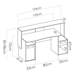 Garnero Arredamenti Scrivanie Per Ragazzi|Scrivanie Ufficio-Scrivania 154x69cm gaming salvaspazio moderna grafite Seneca