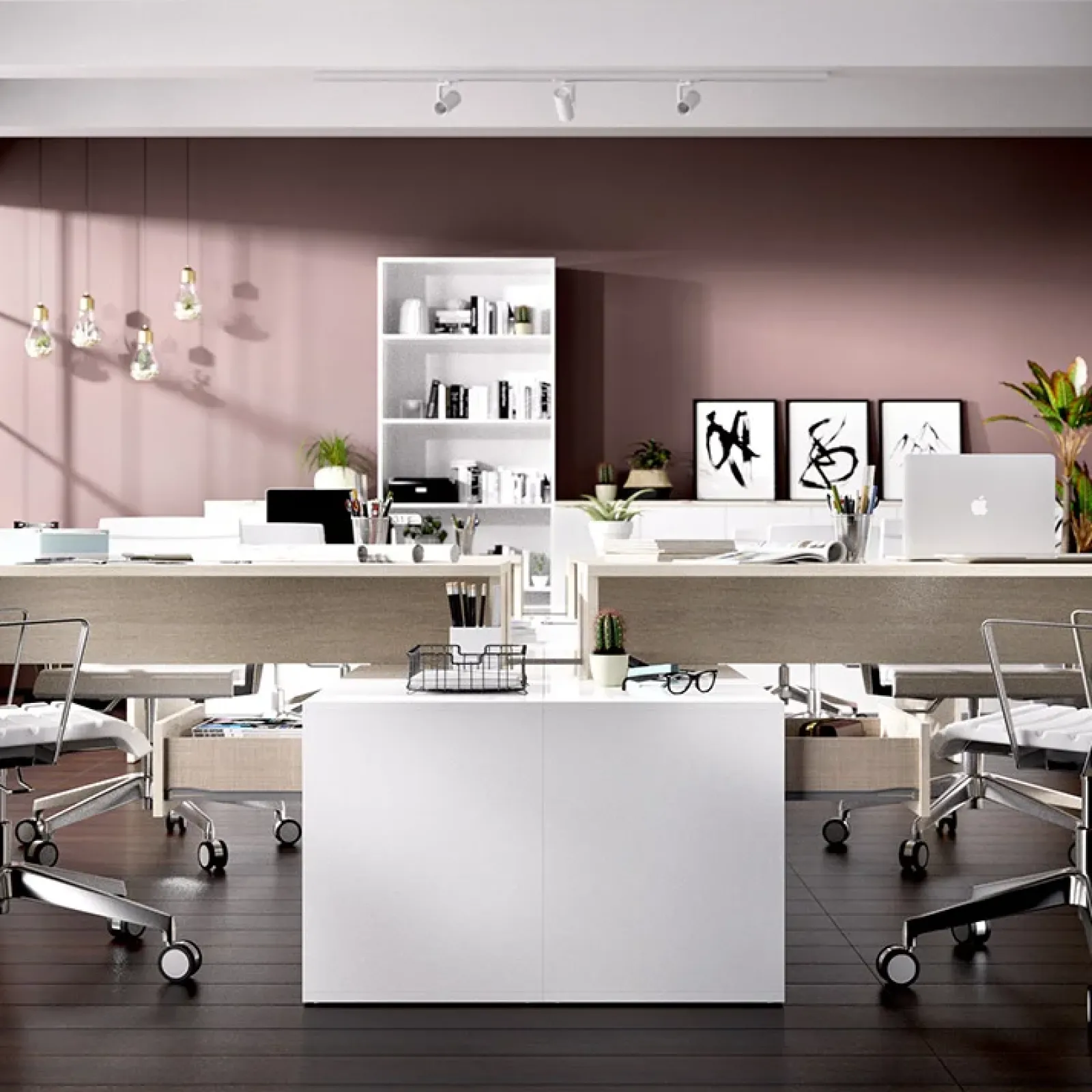 Garnero Arredamenti Scrivanie Per Ragazzi|Scrivanie Ufficio-Scrivania 139x92cm ufficio angolare bianco lucido rovere Teddy Rovere - Bianco Lucido