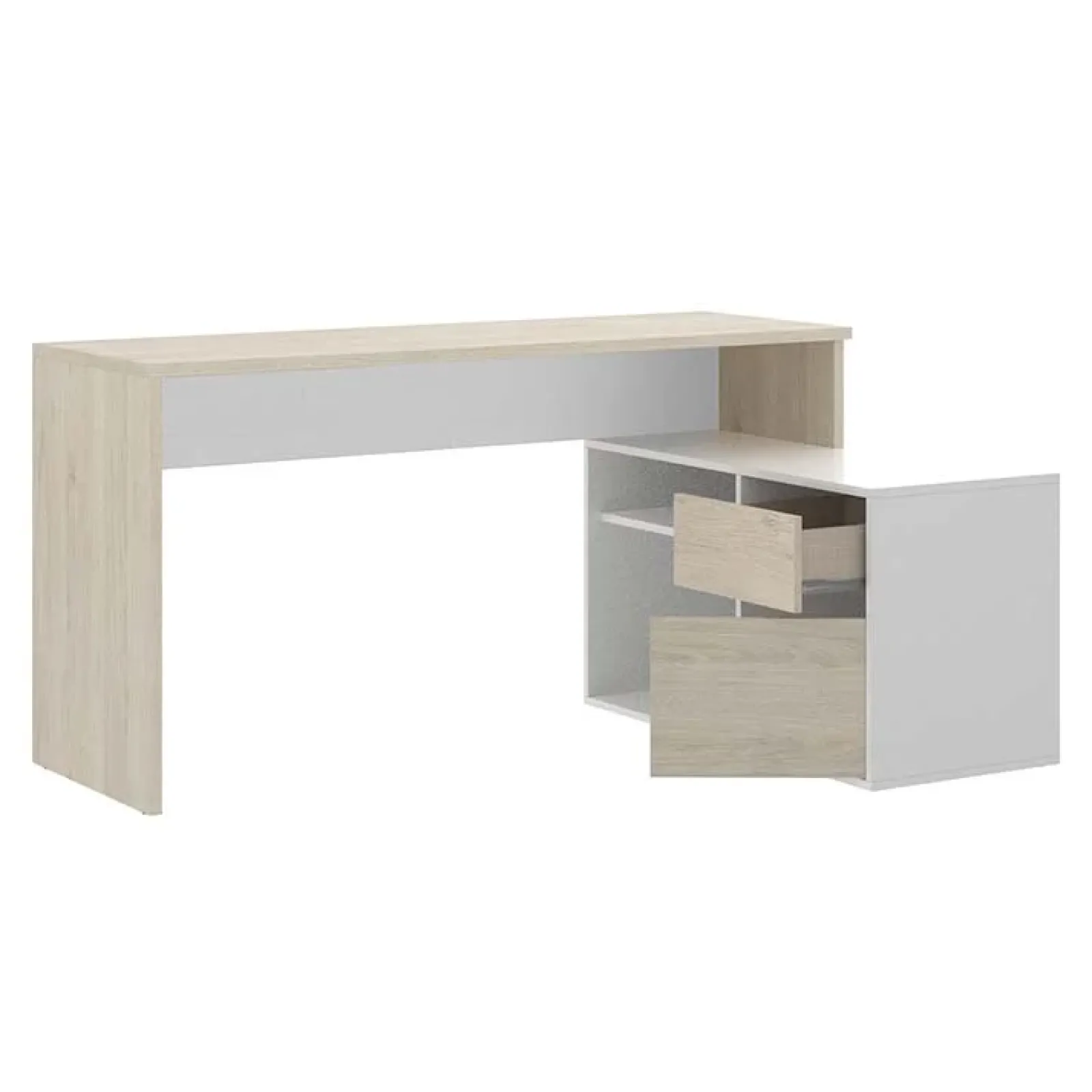 Garnero Arredamenti Scrivanie Per Ragazzi|Scrivanie Ufficio-Scrivania 139x92cm ufficio angolare bianco lucido rovere Teddy Rovere - Bianco Lucido