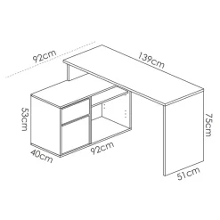 Garnero Arredamenti Scrivanie Per Ragazzi|Scrivanie Ufficio-Scrivania 139x92cm ufficio angolare bianco lucido rovere Teddy Rovere - Bianco Lucido