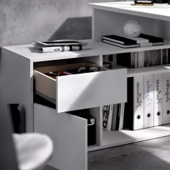 Garnero Arredamenti Scrivanie Per Ragazzi|Scrivanie Ufficio-Scrivania 139x92cm ufficio angolare moderna Teddy Bianco Opaco