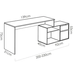 Garnero Arredamenti Scrivanie Per Ragazzi|Scrivanie Ufficio-Scrivania 139x92cm ufficio angolare moderna Teddy Bianco Opaco