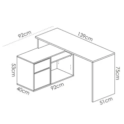 Garnero Arredamenti Scrivanie Per Ragazzi|Scrivanie Ufficio-Scrivania 139x92cm ufficio angolare moderna Teddy Bianco Opaco