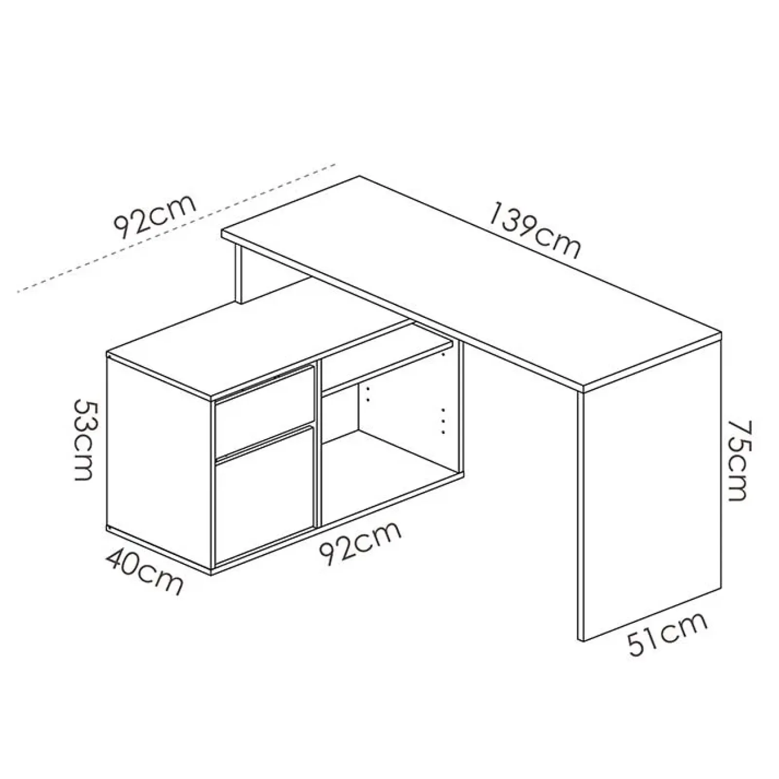 Garnero Arredamenti Scrivanie Per Ragazzi|Scrivanie Ufficio-Scrivania 139x92cm ufficio angolare moderna Teddy Bianco Opaco