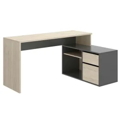 Garnero Arredamenti Scrivanie Per Ragazzi|Scrivanie Ufficio-Scrivania 139x92cm ufficio angolare moderna rovere grafite Teddy Rovere - Grafite