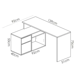 Garnero Arredamenti Scrivanie Per Ragazzi|Scrivanie Ufficio-Scrivania 139x92cm ufficio angolare moderna rovere grafite Teddy Rovere - Grafite