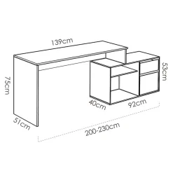 Garnero Arredamenti Scrivanie Per Ragazzi|Scrivanie Ufficio-Scrivania 139x92cm ufficio angolare moderna rovere grafite Teddy Rovere - Grafite