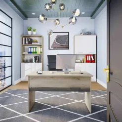 Garnero Arredamenti Scrivanie Ufficio|Scrivanie Ufficio-Scrivania 140x60cm ufficio moderna rovere antracite lucido Time Q