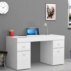 Garnero Arredamenti Scrivanie Per Ragazzi|Scrivanie Ufficio-Scrivania 130x60cm ufficio moderna bianco frassinato Becka big
